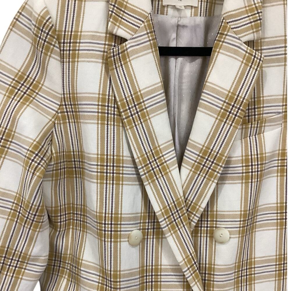 Sezane Christie Jacket Carreau Tile Plaid In Beige Ochre Bordeaux 38 US Size 6 - Picture 6 of 15